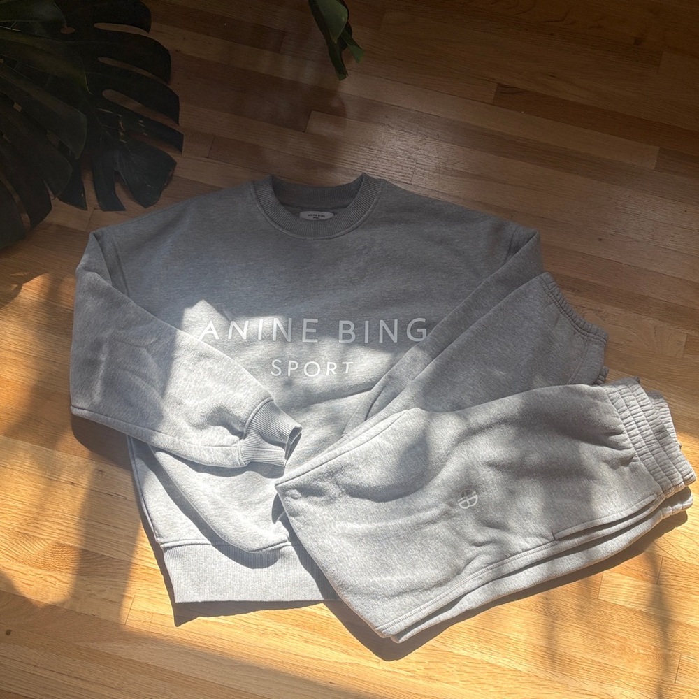ANINE BING Sport Gray Sweats Set (Sweater & Pants) XS